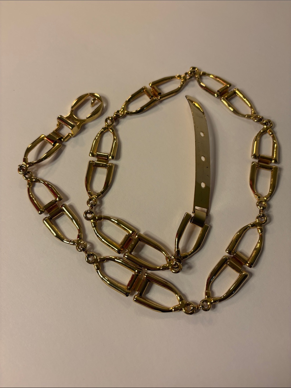 Vintage Gold Link Chain Waist Belt with Buckle Detail - Picture 4 of 6